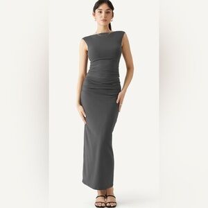 OGL Cotton Jersey Open Back Brami Tank & Ruched Side Pencil Maxi Skirt 2Pcs Set